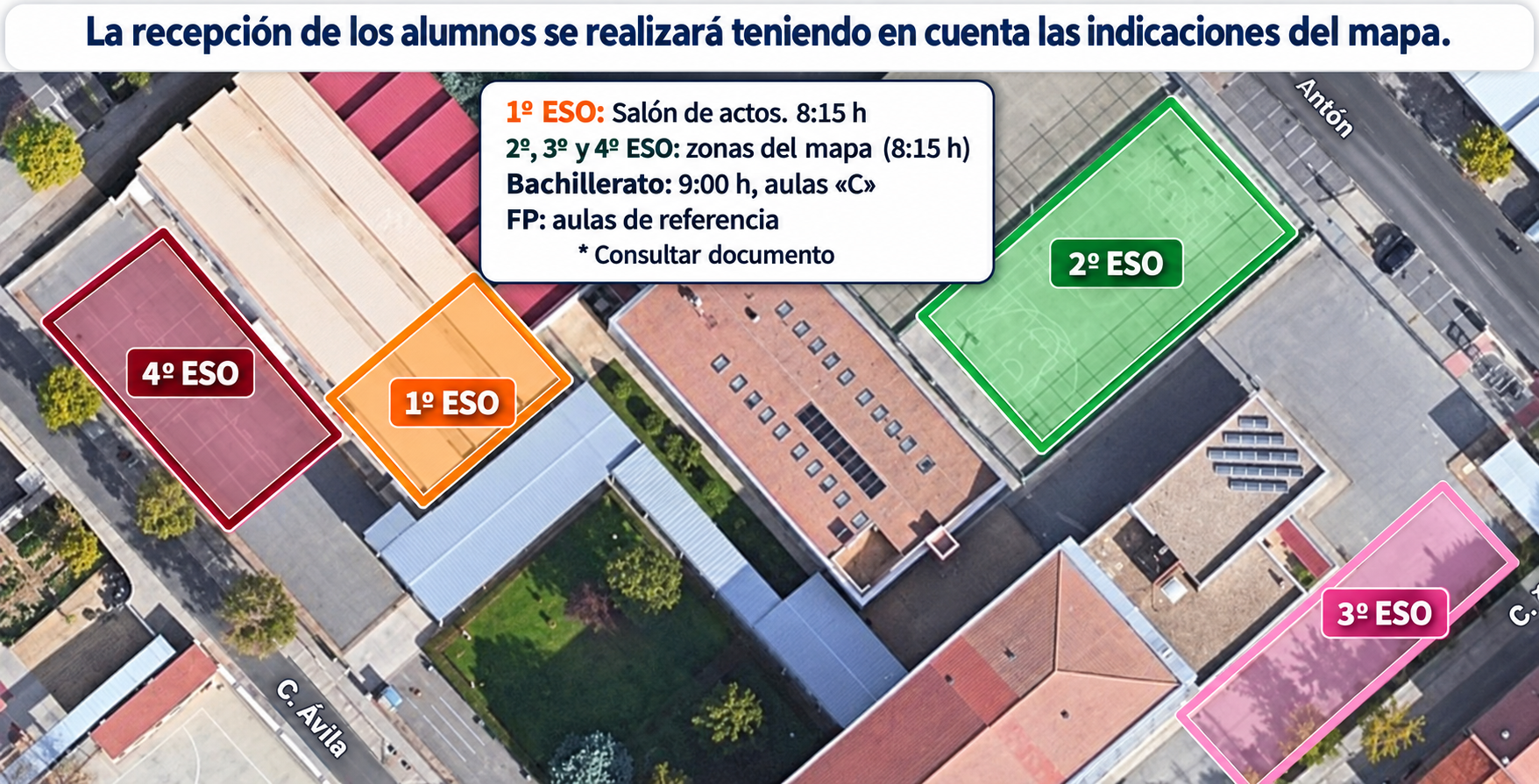 Mapa de recepción de los alumnos de ESO y Bachillerato